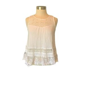 Lace yoke peplum top